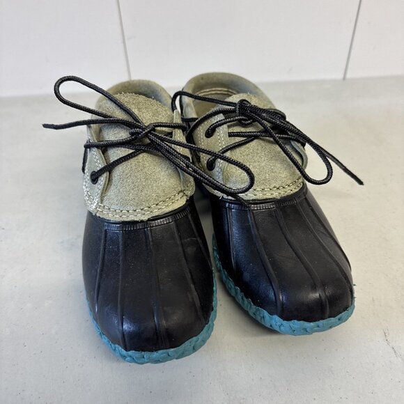 L.L. Bean Duck Boots Womens 6 M Blue Leather Rubber Shoes Classic Rain Ankle - Picture 2 of 8